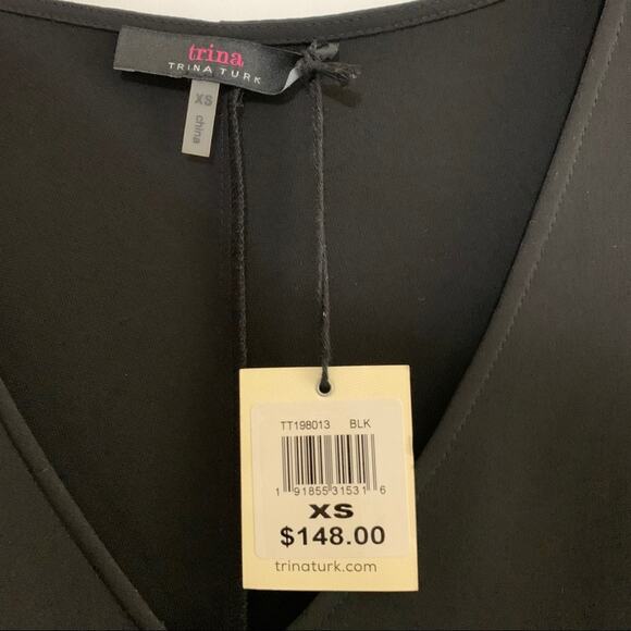 Trina Turk Dress Hiroshi Flutter Sleeve V-Neck NWT XS Style TT198013 - Picture 11 of 12